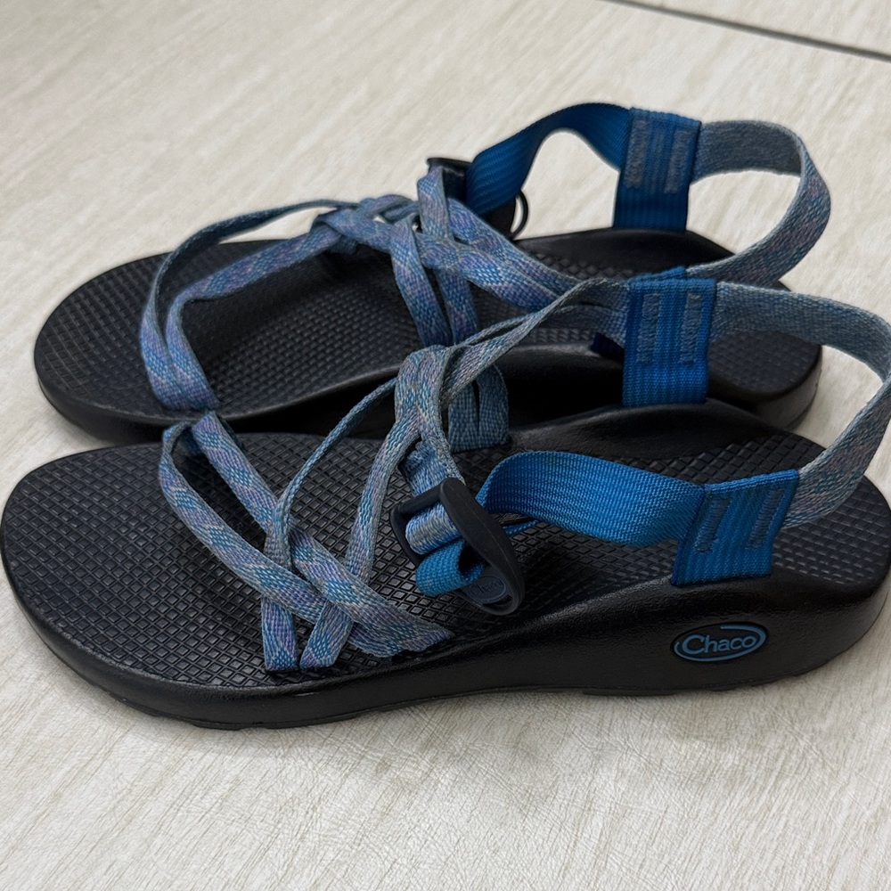 Chaco Black Sandals with Blue Straps